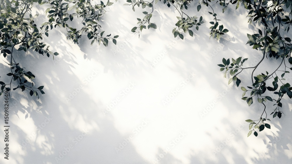 Obraz premium Gentle foliage shadows cast on a light surface.