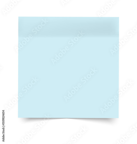 Light blue sticky note with curled bottom edge and soft shadow, blank and isolated on white background, clean and minimal look.