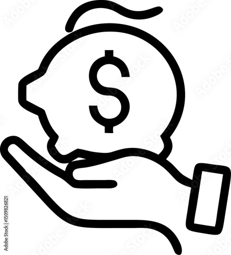 savings vector outline icon on white or transparent background	