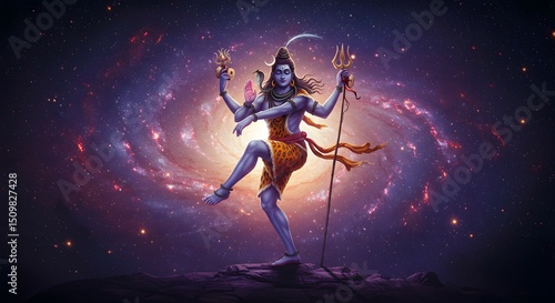 Cosmic Dance of Shiva A Stunning Digital Painting of the Hindu God in the Universe