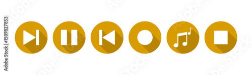 Music player vector icon set, Contains play, pause, stop, record, next track, rewind, previous, forward and backward icons