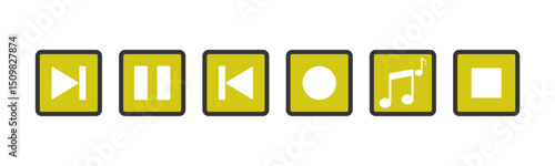 Music player vector icon set, Contains play, pause, stop, record, next track, rewind, previous, forward and backward icons