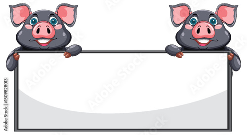 Cute Pigs Holding a Blank Sign