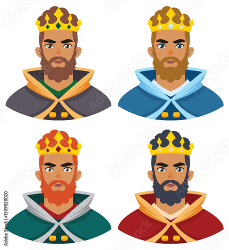 Four Kings Vector Illustration