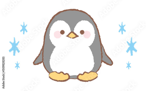 かわいいペンギンの手描き風のキャラクターイラスト