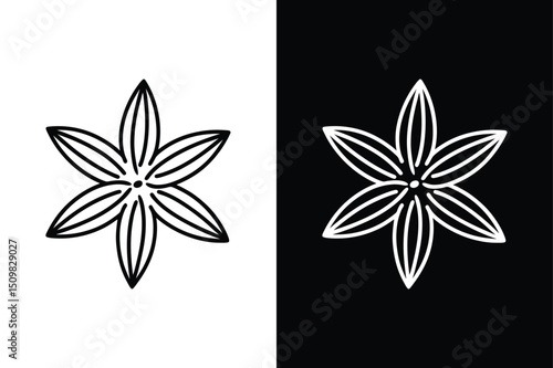 Cumin or Caraway Outline Icon. Slim Diet Herb Vector on White and Black