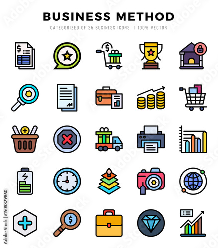 Business Method. Lineal Color icons Pack. vector illustration.