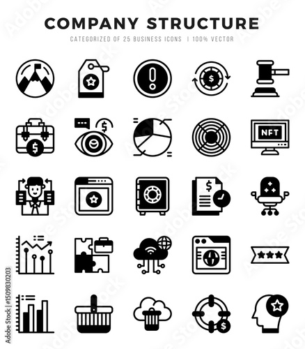 Company Structure. Lineal Filled icons Pack. vector illustration.