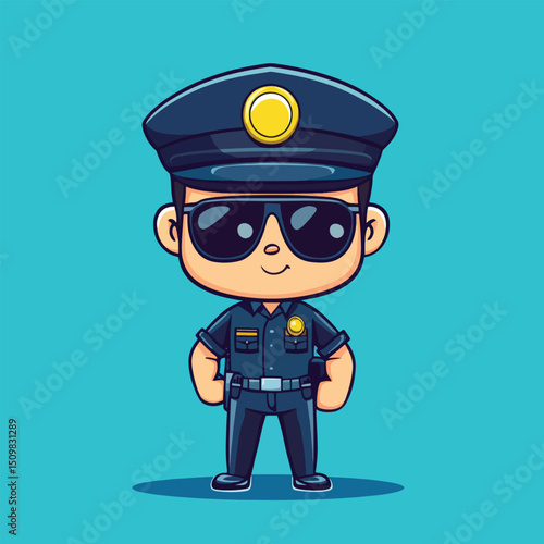 Cool Cartoon Police Officer with Sunglasses (2)