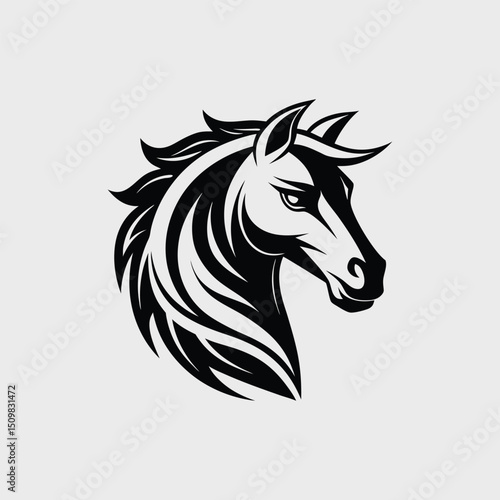 Fierce Horse Head Vector Illustration