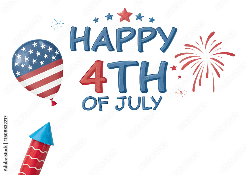Obraz premium Happy 4th of July 2025 Celebration with Balloons and Fireworks