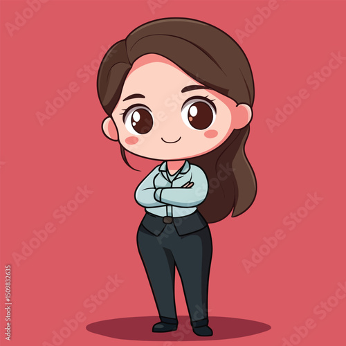 Cute Cartoon Businesswoman in Formal Attire (3)