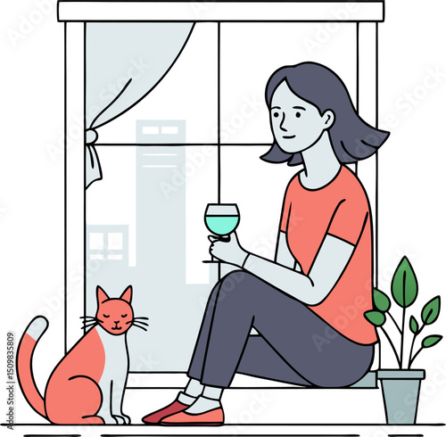 girl and cat