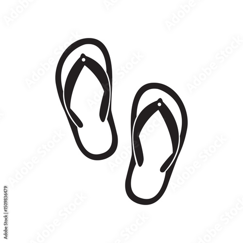 Black silhouette illustration of flip flop sandals