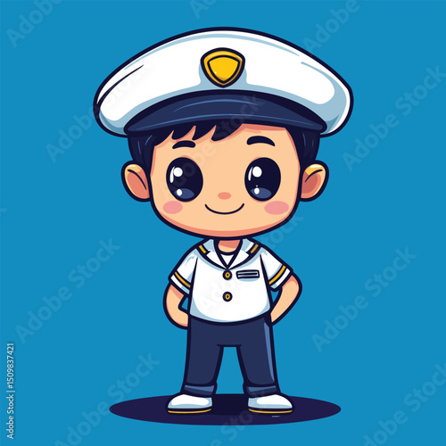 Cute Cartoon Officer in Uniform with a Friendly Expression (1)