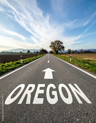 Wallpaper Mural Open highway in rural oregon with clear sky and road markings Torontodigital.ca