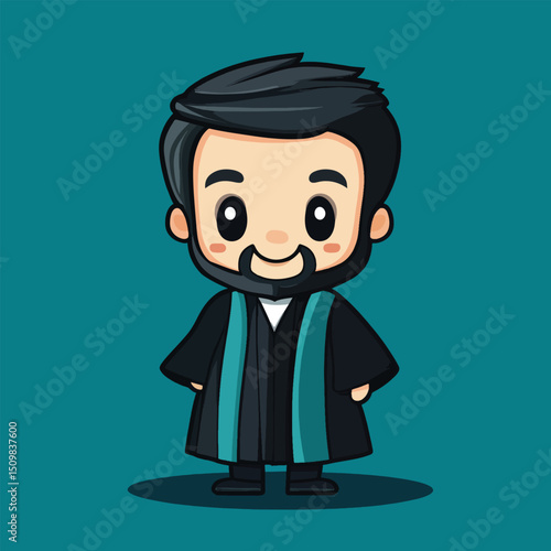 Cute Cartoon Professor in Graduation Gown