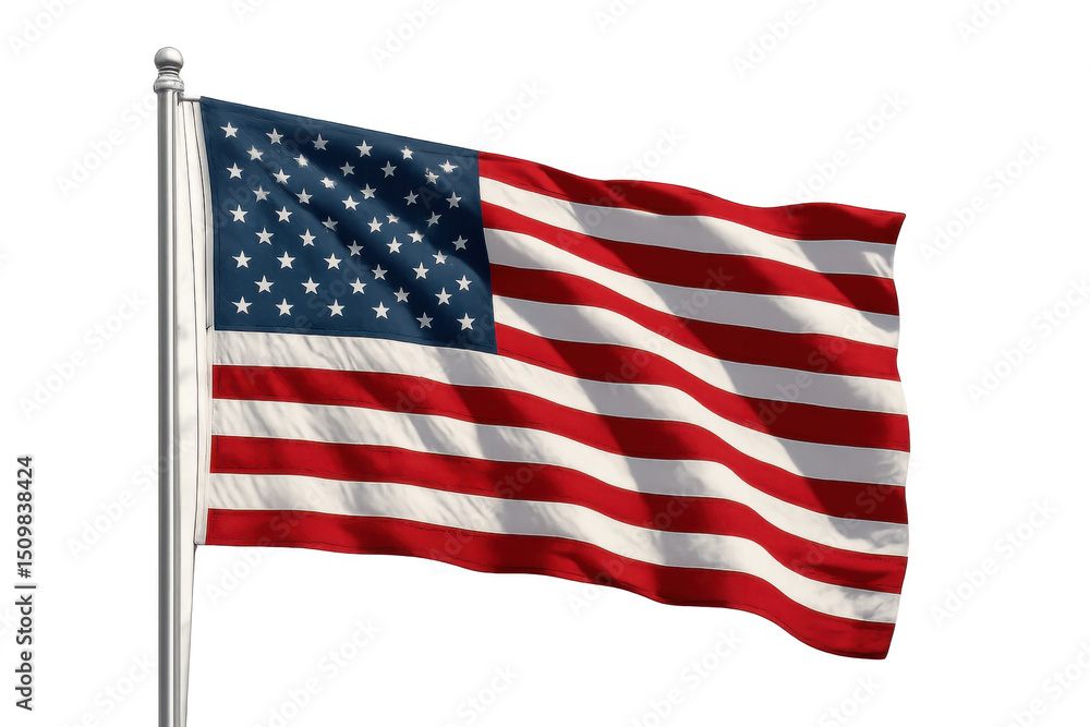 Obraz premium Realistic american flag waving proudly, with transparent background for easy integration into any project