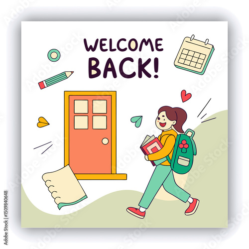 School admission social media post banner design. back to school social media post banner design set