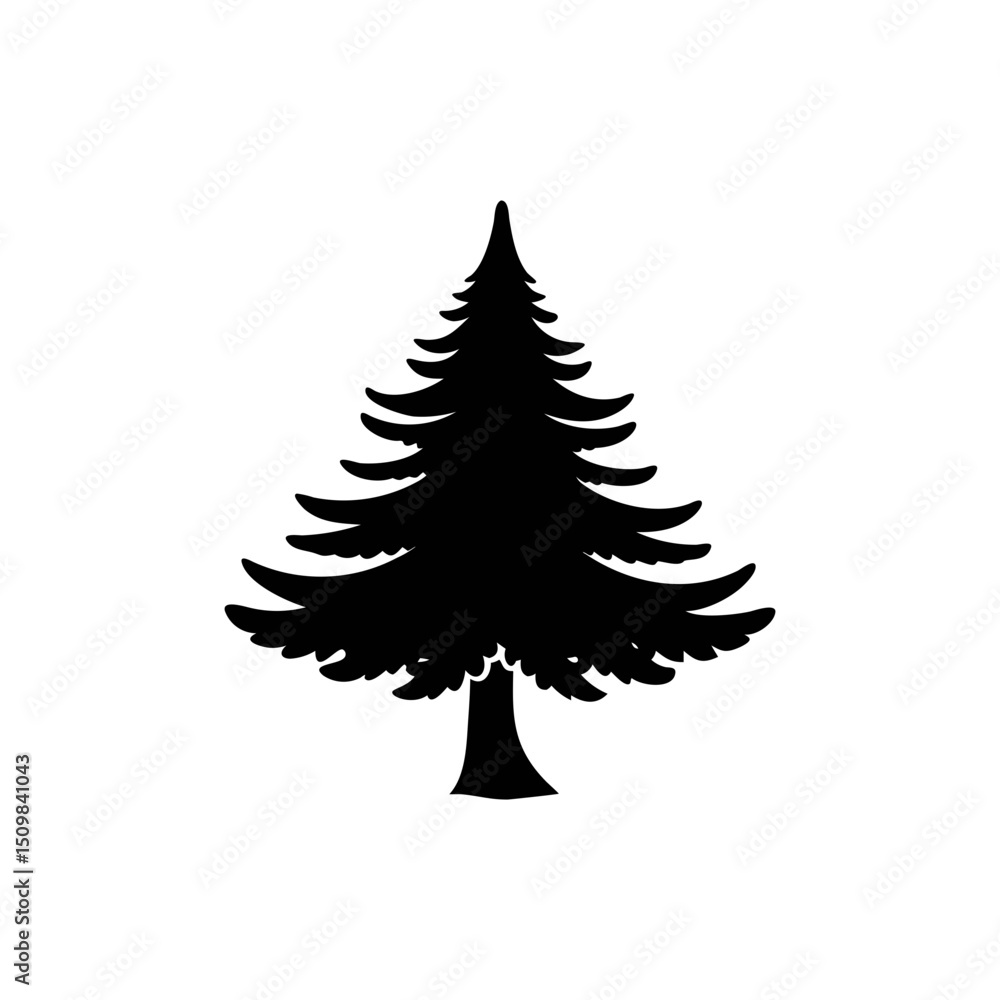Obraz premium Pine silhouette, vector silhouette of a tree on a transparent background