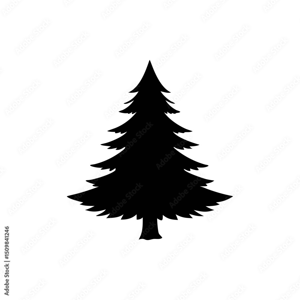 Obraz premium Douglas Fir silhouette, vector silhouette of a tree on a transparent background