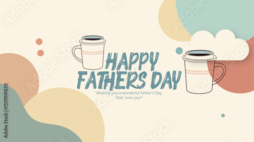 Celebrate Father’s Day with this artistic illustration of a dad as a superhero, and Message With Heart Accents and Warm Wishes