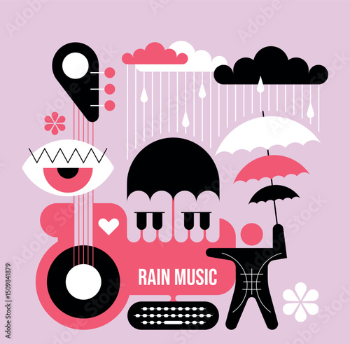 Rain Music Vector Illustration