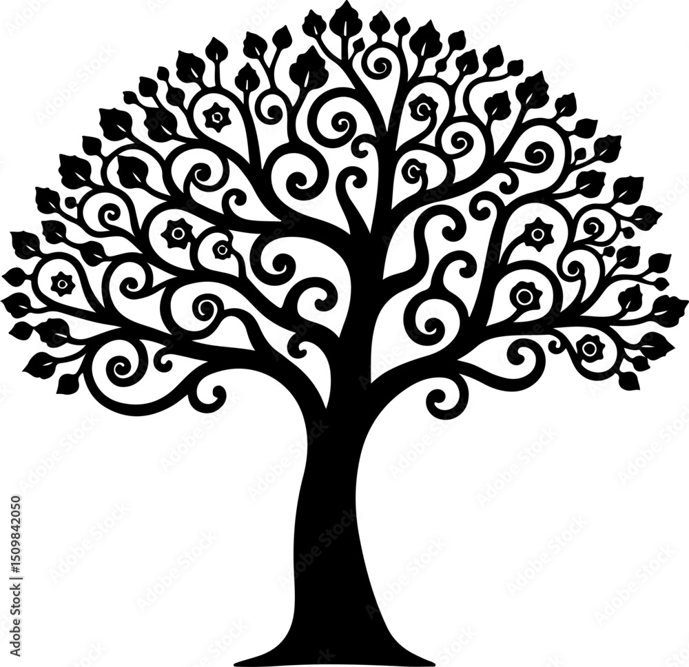 Fototapeta premium Romantic Couple Under Heart Tree Silhouette vector