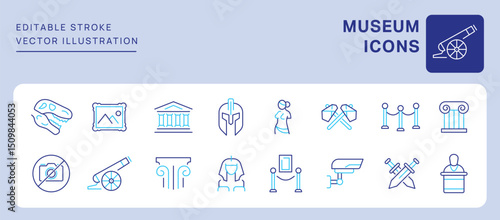 Museum Icons. Editable Stroke. Set of thin line icons symbol collection.	
