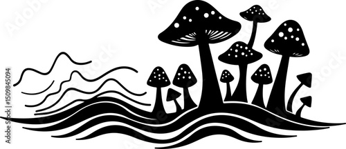 Mushroom Silhouette Collection vector design bundel