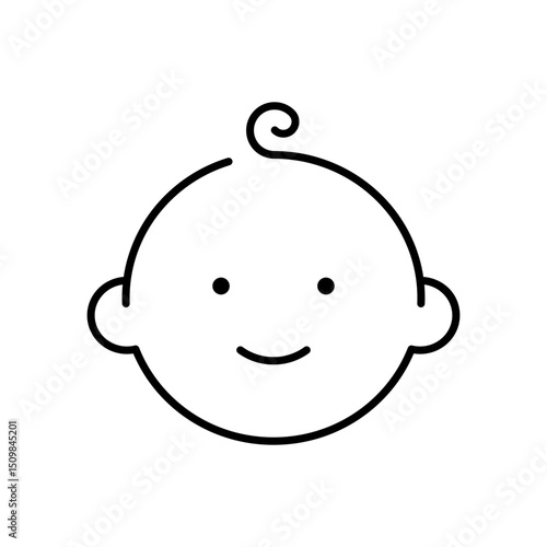 Happy little boy head icon. Simple outline style. Line symbol isolated. Face of baby boy.