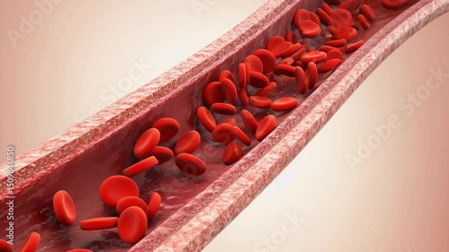 Dynamic Visualization of Red Blood Cells Flowing Through a Blood Vessel  Medical and Biological Animation of Blood Circulation.