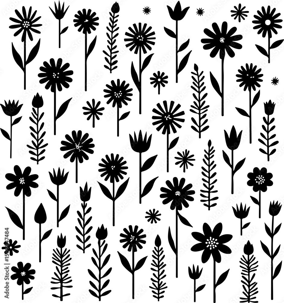Black and White Floral Pattern ornament vector Black and White Floral Pattern ornament vector
