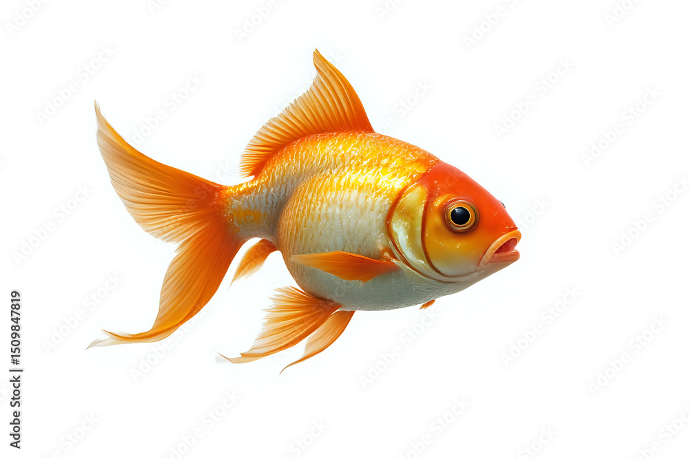 Fototapeta premium goldfish aquarium on white background. 3d rendering.