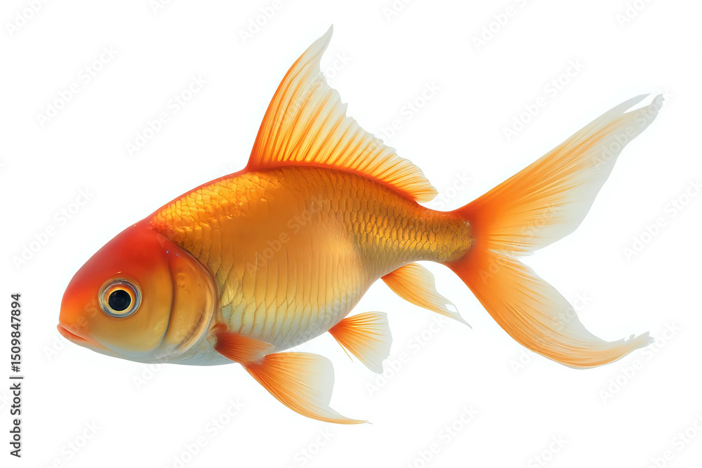 Fototapeta premium goldfish aquarium on white background. 3d rendering.
