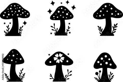 Mushroom Silhouettes vector design