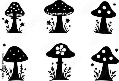 Mushroom Silhouettes vector design