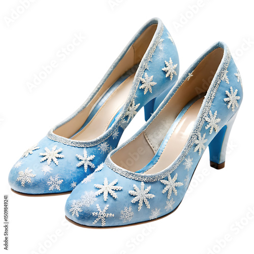 Light Blue Snowflake High Heels: Elegant Women's Fashion Footwear