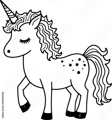 Cute Unicorn Coloring Page