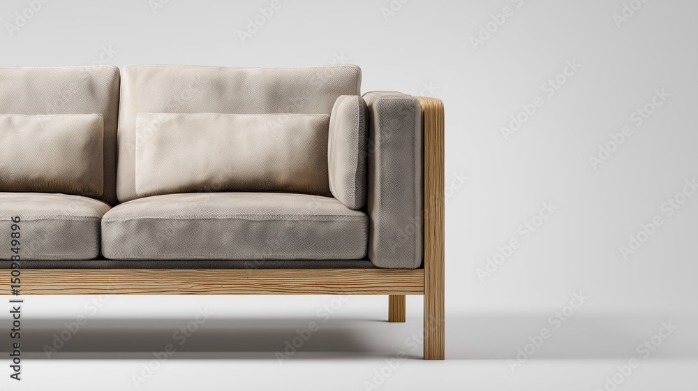 Fototapeta premium Product Shot of Sofa with Ash Wood Details