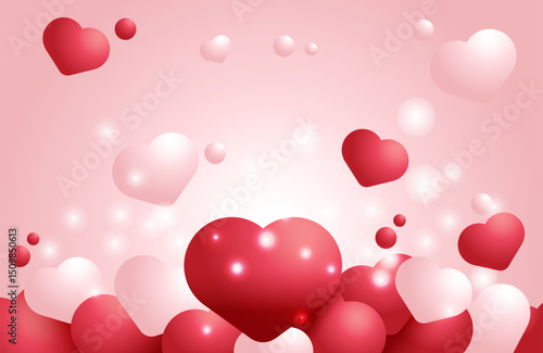 Pink Love Heart Vector Illustration Background Design Template