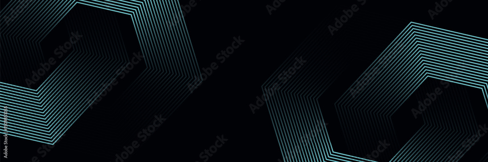Naklejka premium Abstract blue background with overlap layer. Glowing geometric shape lines. Modern gradient square lines pattern design. Minimal geometric.