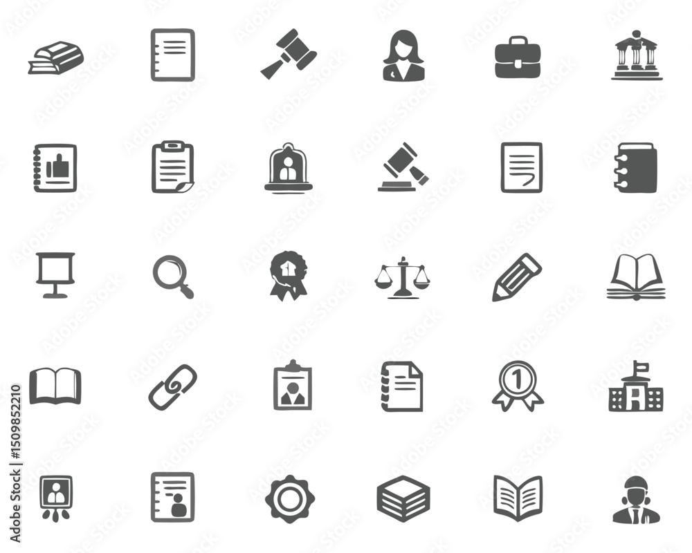 Law and legal icons set vector illustration for justice and education related design and web elements Law and legal icons set vector illustration for justice and education related design and web elements