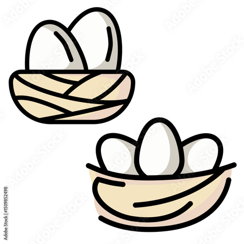 vector illustration of eggs nest