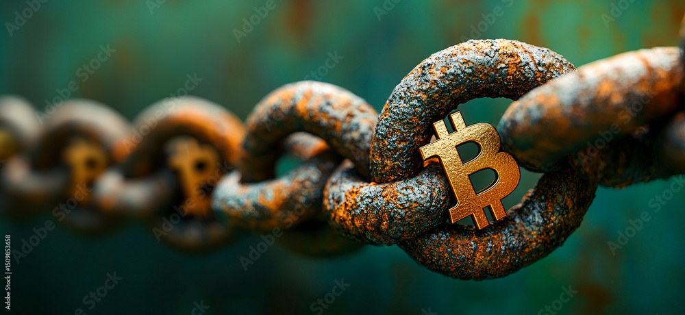 Cadena con símbolo de bitcoin Cadena con símbolo de bitcoin