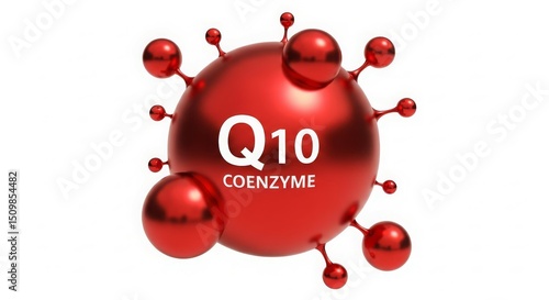 3D representation of coenzyme Q10 molecule, highlighting its structure and significance.