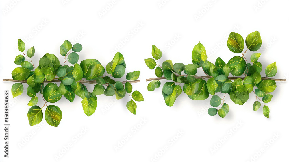 Obraz premium Vibrant green leaves arrangement nature digital art lush environment top-down view botanical concept for eco-friendly design inspiration
