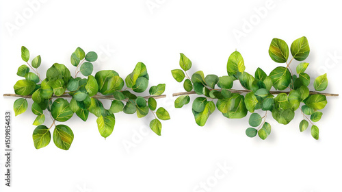 Vibrant green leaves arrangement nature digital art lush environment top-down view botanical concept for eco-friendly design inspiration