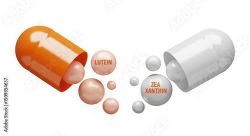 Illustration of capsules containing lutein and zeaxanthin, highlighting their health benefits.