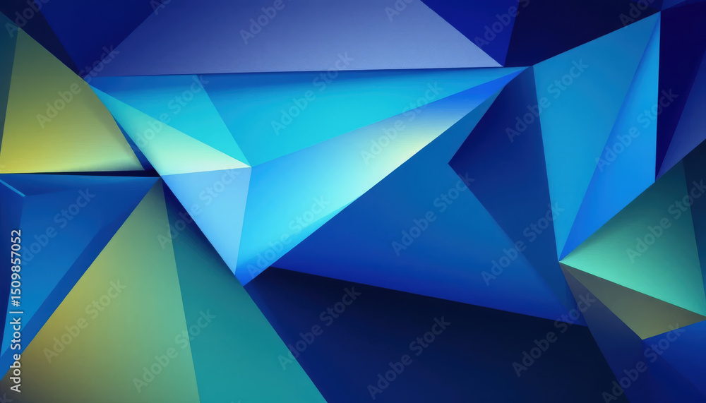 Colorful geometric shapes in various shades of blue and green form a striking abstract composition that captivates the eye with its depth and angles Colorful geometric shapes in various shades of blue and green form a striking abstract composition that captivates the eye with its depth and angles